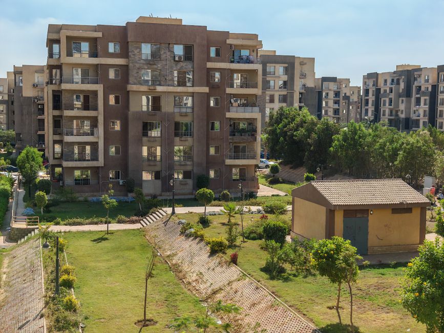 Exterior view of an affordable apartment community