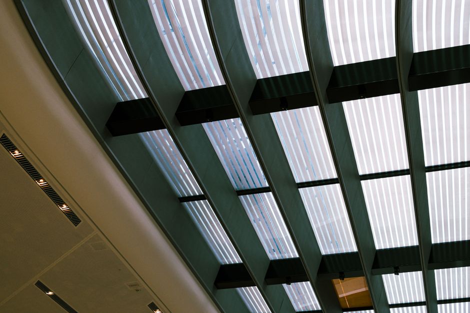 Air diffusers integrated into office ceiling panels