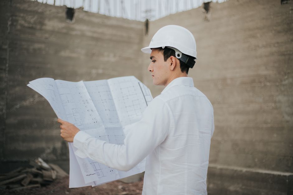 Project manager overseeing construction documents