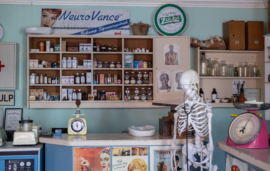 Pharmacy shelves with prescription medications
