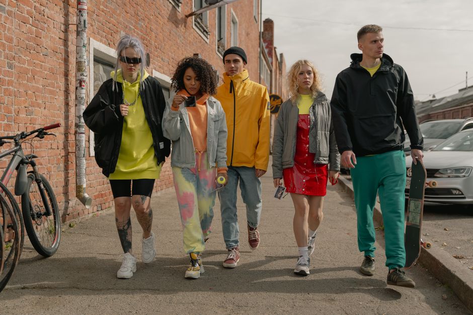 GU casual streetwear and youthful styles display