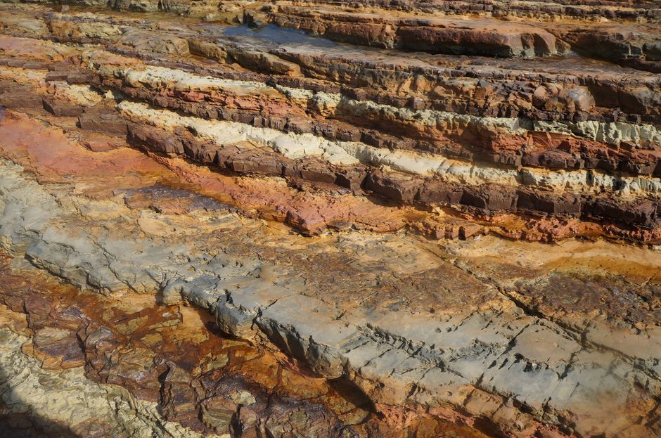 Geological cross section illustrating mineral resources deep underground