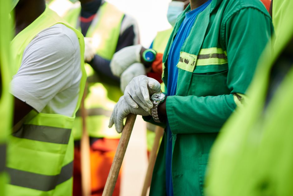 Worker with consultant discussing labor dispute and rights