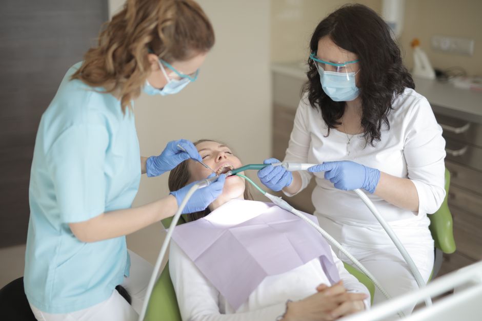 Dental team at work in a modern clinic