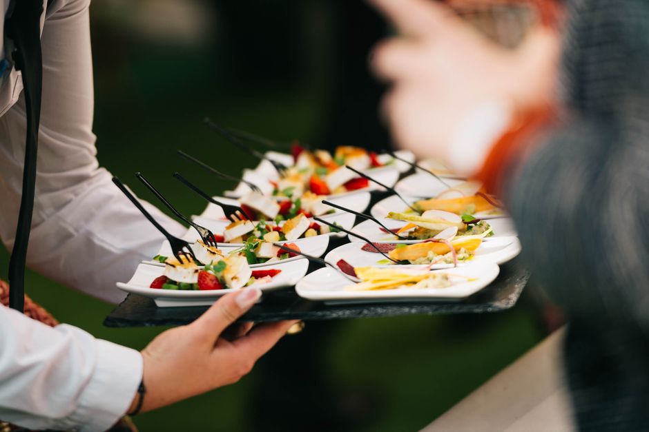 Event catering buffet setup outdoors in Mono County, California